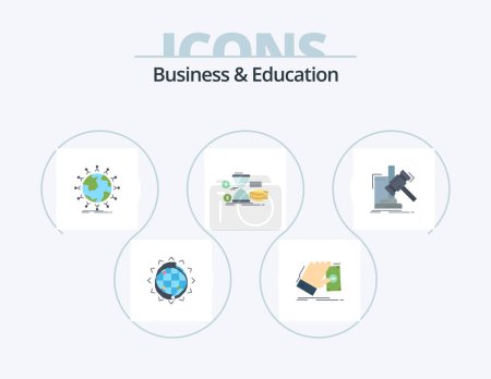 Téléchargez les illustrations : Business And Education Flat Icon Pack 5 Icon Design. money. hourglass. earn. kids. network - en licence libre de droit