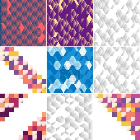 Illustration for Vector background with an illustration of an abstract texture featuring squares suitable for use as a pattern design for banners. posters. flyers. cards. postcards. covers. brochures; pack of 9 available - Royalty Free Image