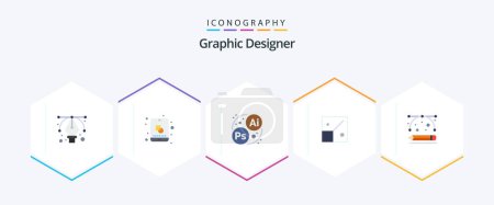 Illustration for Graphic Designer 25 Flat icon pack including drawing tools. designing tools. designing. design production. design - Royalty Free Image