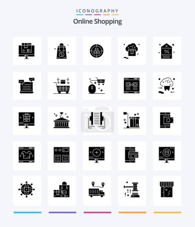 Illustration for Creative Online Shopping 25 Glyph Solid Black icon pack  Such As shop. cloud. shopping. valentine. product - Royalty Free Image