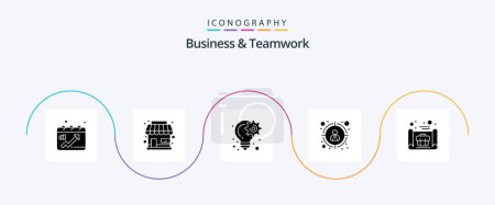 Illustration for Business And Teamwork Glyph 5 Icon Pack Including business plan. target customer. bulb. target. project - Royalty Free Image