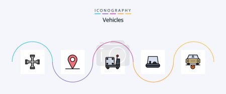 Illustration for Vehicles Line Filled Flat 5 Icon Pack Including vehicles. less. logistic. delete. vehicles - Royalty Free Image