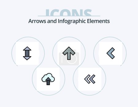 Téléchargez les illustrations : Arrow Line Filled Icon Pack 5 Icon Design. . zoom. left. arrow. next - en licence libre de droit