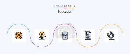 Illustration for Education Line Filled Flat 5 Icon Pack Including . microscope. notebook. education. school - Royalty Free Image