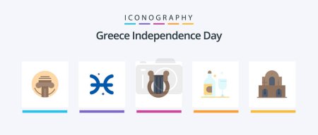 Illustration for Greece Independence Day Flat 5 Icon Pack Including christmas. ireland. culture. glass. nation. Creative Icons Design - Royalty Free Image