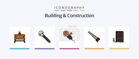 Illustration for Building And Construction Line Filled 5 Icon Pack Including construction. crane. spanner. home. floor. Creative Icons Design - Royalty Free Image