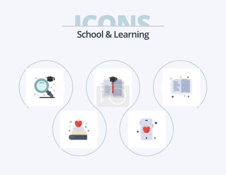 Illustration for School And Learning Flat Icon Pack 5 Icon Design. . . graduation. education. book - Royalty Free Image