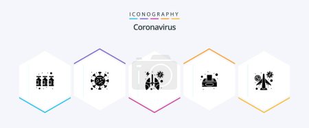Ilustración de Coronavirus 25 Glyph icon pack including travel. tissue box. anatomy. tissue paper. box - Imagen libre de derechos