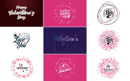 Ilustración de Happy Valentine's Day hand-drawn lettering vector illustration suitable for use in design of flyers. invitations. posters. brochures. and banners - Imagen libre de derechos