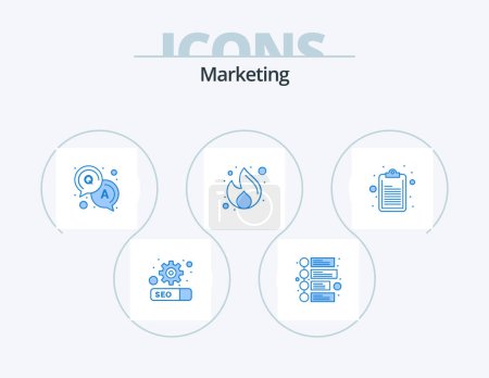 Illustration for Marketing Blue Icon Pack 5 Icon Design. . clipboard. solution. checklist. money - Royalty Free Image