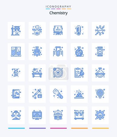 Illustration for Creative Chemistry 25 Blue icon pack  Such As lab test. apparatus. science. formula. chemistry - Royalty Free Image