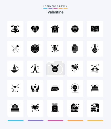 Illustration for Creative Valentine 25 Glyph Solid Black icon pack  Such As love. love. board. day. valentine - Royalty Free Image