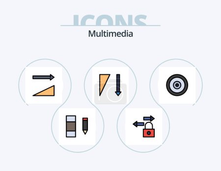 Ilustración de Multimedia Line Filled Icon Pack 5 Icon Design. . web. export. target. mobile - Imagen libre de derechos