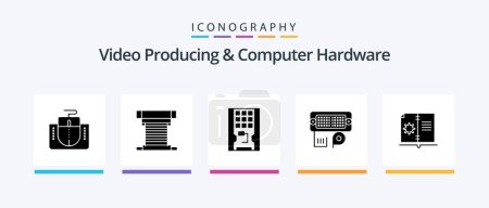 Illustration for Video Producing And Computer Hardware Glyph 5 Icon Pack Including input. connection. fan. adapter. solid. Creative Icons Design - Royalty Free Image