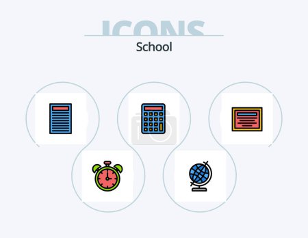 Téléchargez les illustrations : School Line Filled Icon Pack 5 Icon Design. . sharpener. school - en licence libre de droit