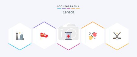 Illustration for Canada 25 Flat icon pack including canada. gloves. note. canada. alpine - Royalty Free Image