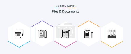 Ilustración de Files And Documents 25 Line icon pack including invoice. checkout. notepad. paper. file - Imagen libre de derechos