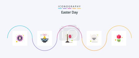 Illustration for Easter Flat 5 Icon Pack Including easter. sheep. baby chicken. lamb. flag - Royalty Free Image