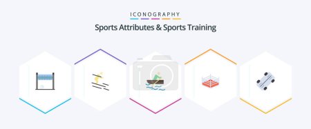 Ilustración de Sports Atributes And Sports Training 25 Flat icon pack including sport. skate. boat. wrestling. boxing - Imagen libre de derechos