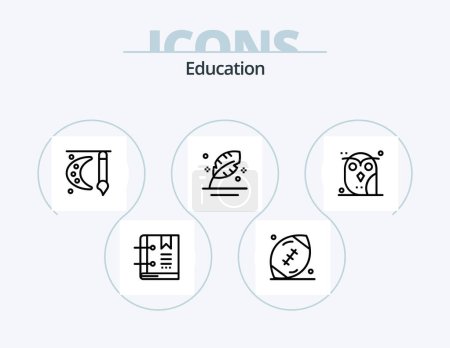 Illustration for Education Line Icon Pack 5 Icon Design. notification. bell. slice. alarm. ruler - Royalty Free Image