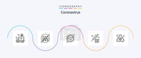 Téléchargez les illustrations : Coronavirus Line 5 Icon Pack Including virus vaccine. flu. infection. virus. disease - en licence libre de droit