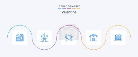 Ilustración de Valentine Blue 5 Icon Pack Including love. wedding. loveing. heart. home - Imagen libre de derechos
