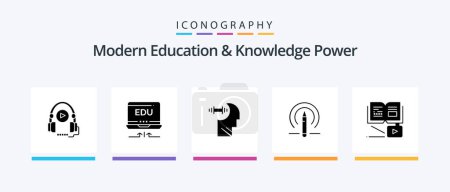 Ilustración de Modern Education And Knowledge Power Glyph 5 Icon Pack Including knowledge. tools. training. education. learining. Creative Icons Design - Imagen libre de derechos