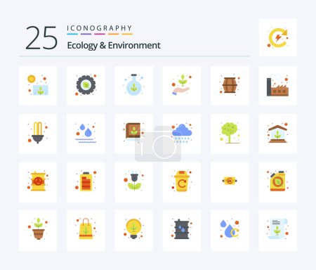 Téléchargez les illustrations : Ecology And Environment 25 Flat Color icon pack including beer. herbal. green. guarder. environment - en licence libre de droit