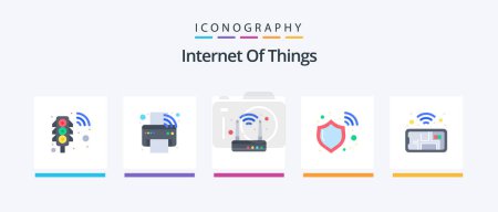 Illustration for Internet Of Things Flat 5 Icon Pack Including mobile. wifi. smart. shield. firewall. Creative Icons Design - Royalty Free Image