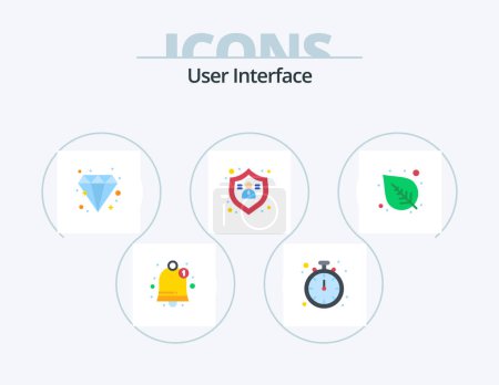 Téléchargez les illustrations : User Interface Flat Icon Pack 5 Icon Design. . nature. diamond. leaf. protect - en licence libre de droit