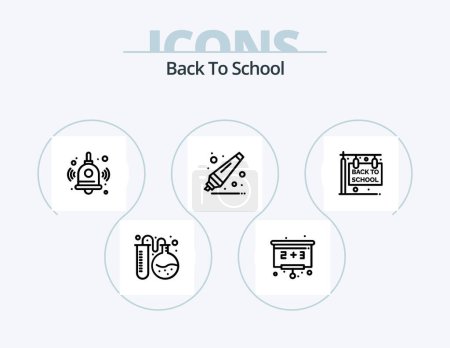 Ilustración de Back To School Line Icon Pack 5 Icon Design. education. back to school. woman. telescope. astronomy - Imagen libre de derechos