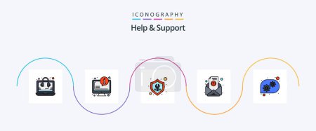 Photo for Help And Support Line Filled Flat 5 Icon Pack Including technical help. subscription. fix. newsletter. insurance - Royalty Free Image