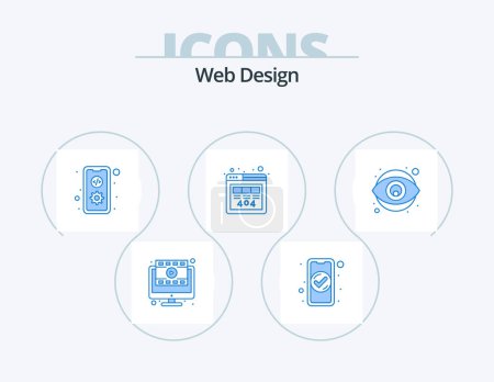 Téléchargez les illustrations : Web Design Blue Icon Pack 5 Icon Design. server. http. access. error. mobile - en licence libre de droit