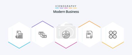 Illustration for Modern Business 25 Line icon pack including business. analysis. business. chart. financial - Royalty Free Image