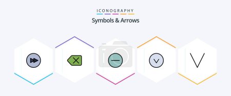 Téléchargez les illustrations : Symbols and Arrows 25 FilledLine icon pack including . . hide. down. arrow - en licence libre de droit