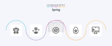 Illustration for Spring Line 5 Icon Pack Including . screen. spring. monnitor. spring - Royalty Free Image