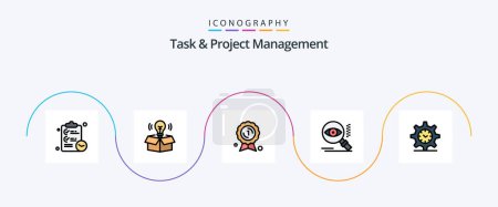 Ilustración de Task And Project Management Line Filled Flat 5 Icon Pack Including setting. find. award. view. eye - Imagen libre de derechos