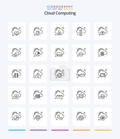 Téléchargez les illustrations : Creative Cloud Computing 25 OutLine icon pack  Such As upload. tool. cloud. repair. cloud - en licence libre de droit