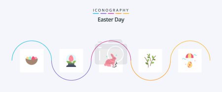 Illustration for Easter Flat 5 Icon Pack Including egg. easter. easter. catkin. nature - Royalty Free Image