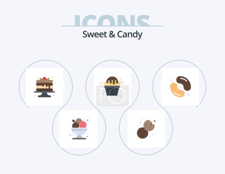 Téléchargez les illustrations : Sweet And Candy Flat Icon Pack 5 Icon Design. sweets. food. food. dessert. sweets - en licence libre de droit