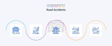 Téléchargez les illustrations : Road Accidents Blue 5 Icon Pack Including car. crash. firefighter. car. accident - en licence libre de droit