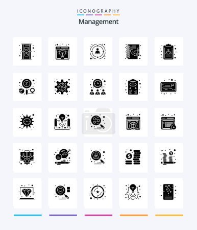 Ilustración de Creative Management 25 Glyph Solid Black icon pack  Such As phone book. directory. light bulb. book. people - Imagen libre de derechos