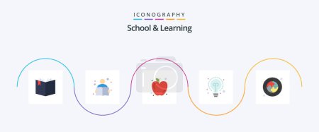 Ilustración de School And Learning Flat 5 Icon Pack Including . puzzle. food. education. idea - Imagen libre de derechos