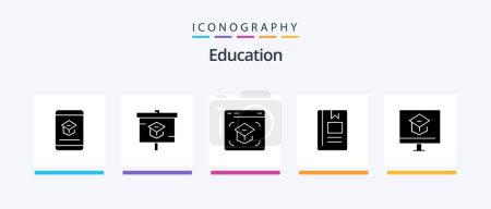 Téléchargez les illustrations : Education Glyph 5 Icon Pack Including knowledge. book. school. school. learning. Creative Icons Design - en licence libre de droit