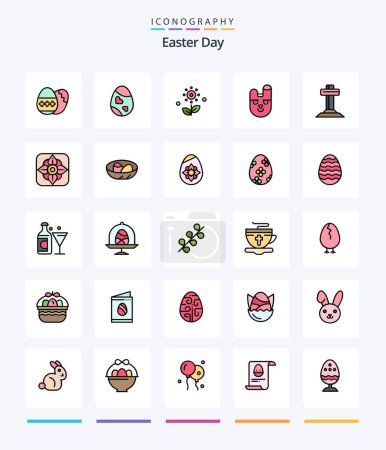 Illustration for Creative Easter 25 Line FIlled icon pack  Such As celebration. face. heart. bunny. spring - Royalty Free Image