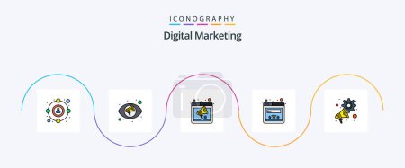 Illustration for Digital Marketing Line Filled Flat 5 Icon Pack Including settings. marketing. sound. advertising. rating - Royalty Free Image