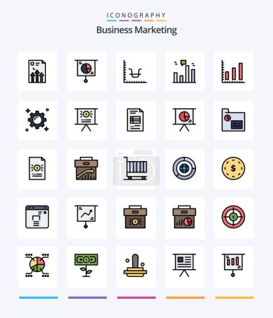 Téléchargez les illustrations : Creative Business Marketing 25 Line FIlled icon pack  Such As stats. marketing. pie. . graph - en licence libre de droit