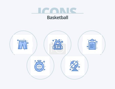 Téléchargez les illustrations : Basketball Blue Icon Pack 5 Icon Design. . clipboard. pants. check list. sport - en licence libre de droit
