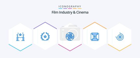 Illustration for Cenima 25 Blue icon pack including stop watch. shooting. cinema. light. focus - Royalty Free Image
