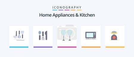 Illustration for Home Appliances And Kitchen Flat 5 Icon Pack Including . weight. electric. weighing. machine. Creative Icons Design - Royalty Free Image